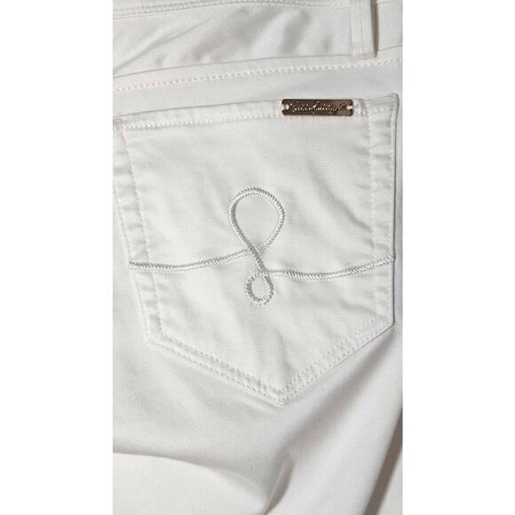 Lilly Pulitzer White Pants Jeans Gold Stud Trim. L emblem on back pocket, Sz 2 - Picture 3 of 10